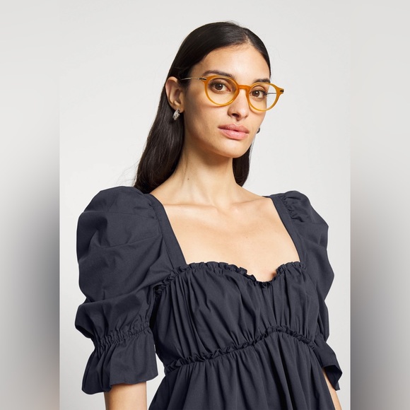 NWOT Cinq à sept Navy Mini Baby Doll Dress w/ Puff Sleeves - Size 0 - Picture 11 of 11